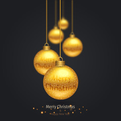 
Vector modern Christmas or 2018 Happy New Year winter holiday invitation card. Festive Christmas Background. Golden christmas greeting card.