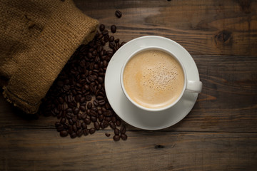 coffee latte with coffee beans