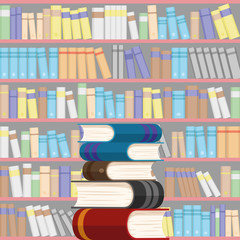 Background from bookshelves with books.