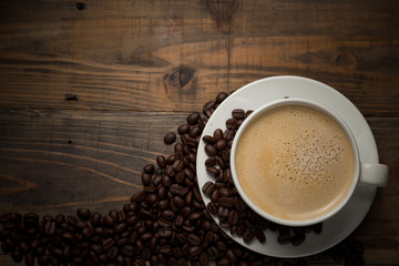 coffee latte with coffee beans