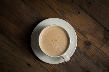 coffee latte on wood