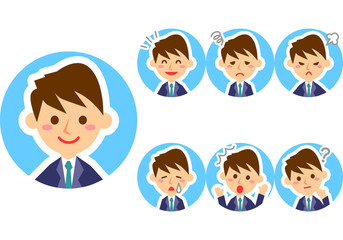 男性会社員　表情　上半身　セット