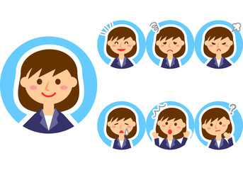 女性会社員　表情　上半身　セット