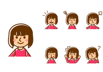 女の子　表情　上半身　セット