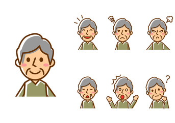 おじいさん　表情　上半身　セット