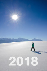 Wanderer im Schnee zu Neujahr 2018