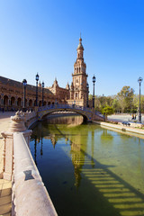 Fototapeta na wymiar A beautiful view of Spanish Square, Plaza de Espana, in Seville
