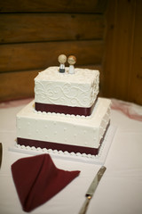 Peg People Wedding Cake Topper on a White Wedding Cake