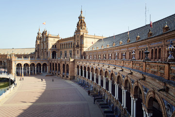 Naklejka premium A beautiful view of Spanish Square, Plaza de Espana, in Seville