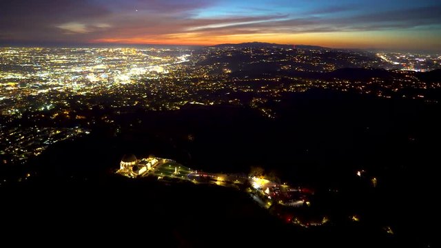 Aerial view of a Griffith Park in and Los Angeles in 4k