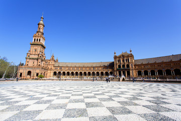 Naklejka premium A beautiful view of Spanish Square, Plaza de Espana, in Seville