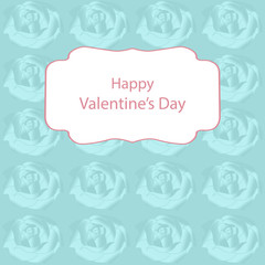 Greeting card with Valentine's day with a gently green background and flowers.