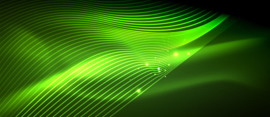 Glowing abstract wave on dark, shiny motion