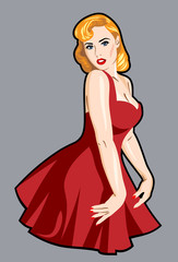 Image of a sexy girl in a traditional style of Old school
