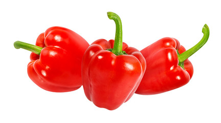 Fresh pepper red bell isolated on white background with clipping path