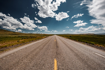 Empty open highway in Wyoming