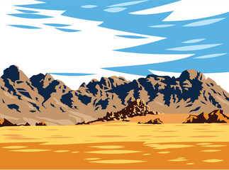 Desert landscape with mountains 