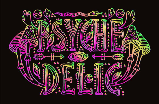 Detailed ornamental Psychedelic lettering