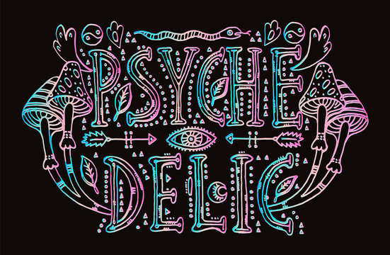 Detailed ornamental Psychedelic lettering