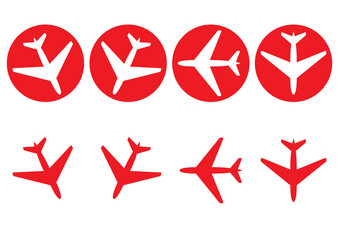 Plane icons vector, solid illustration, pictograms isolated on different colors