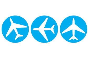 Plane icons vector, solid illustration, pictograms isolated on different colors