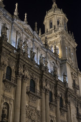 Fototapeta na wymiar Night image of european Jaen Cathedral in Andalusia with ambient light
