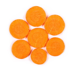 Carrot isolated on white background, top view