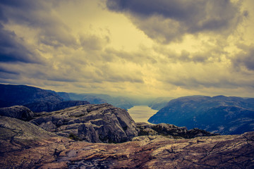 Preikestolen in Norwegen - Aussicht auf den Fjord