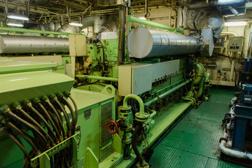 Inside engine room on big ship