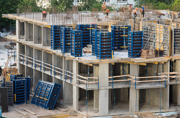 The reinforcement slab building. Floor slab. Stage of construction apartment building.