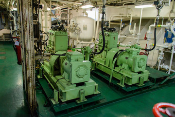 Inside engine room on big ship