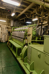 Inside engine room on big ship