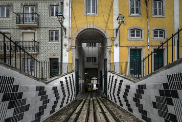 Lisbon cable cars. Funicular Bika. Portugal.