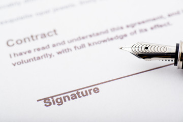 signaure for contract with fountain pen