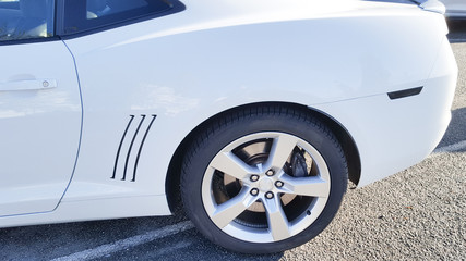white Door detail of a muscle car background