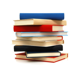 Stack of books isolated on white background