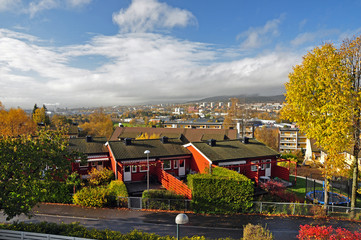 Autumn Oslo with historic houses on Lindeberg.