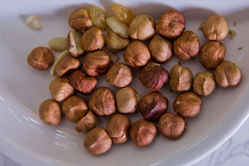 Fresh hazelnuts without shell