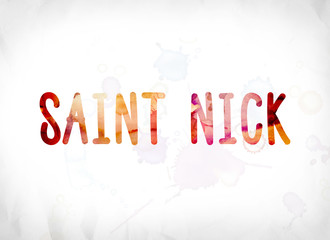 Saint Nick Concept Painted Watercolor Word Art