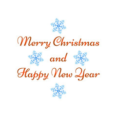 Merry Christmas, Happy New Year greeting card on white background.