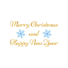 Merry Christmas, Happy New Year greeting card on white background.
