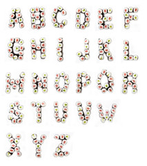 tuna and cucumber roll sushi letters