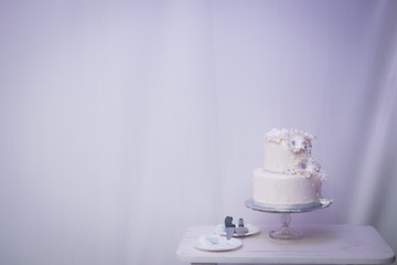 White Wedding Cake on table