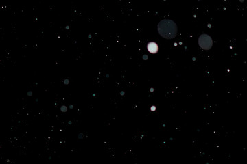 Set Snow abstract bokeh. Snow, falling winter christmas holiday. Blur. Stars texture. Black isolate background.
