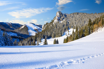 Winter landscape near Przyslop MIetusi pass in Tatra Mountains, Poland