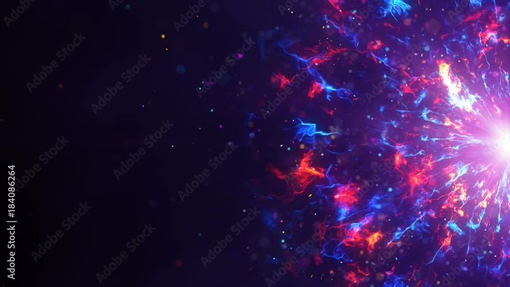 Poster red and blue fractal clouds on edge. abstract sci-fi futuristic concept. computer generated seamless