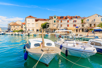 Naklejka na ściany i meble Fishing boats in Trogir port, Dalmatia, Croatia