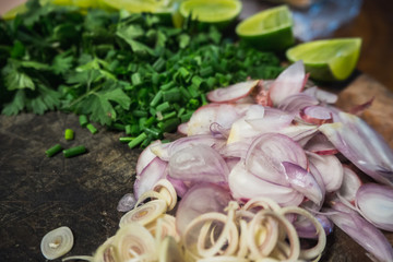 Common lime coriander Shallots and raw materia of food