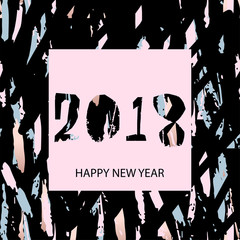 Unusual Creative Artistic Vector Background with hand drawn brush textures. Happy New Year Greeting card , poster, banner, brochure or invitation card. Contemporary abstract festive graphic design
