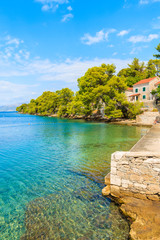 Naklejka premium Beautiful beach on coast of Brac island in Splitska village, Croatia